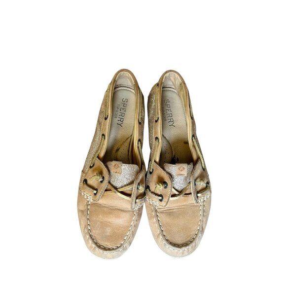 Sperry Top-Sider Coil Ivy Gold Sparkle Leather Boat Shoes Women’s 8M - Picture 4 of 10